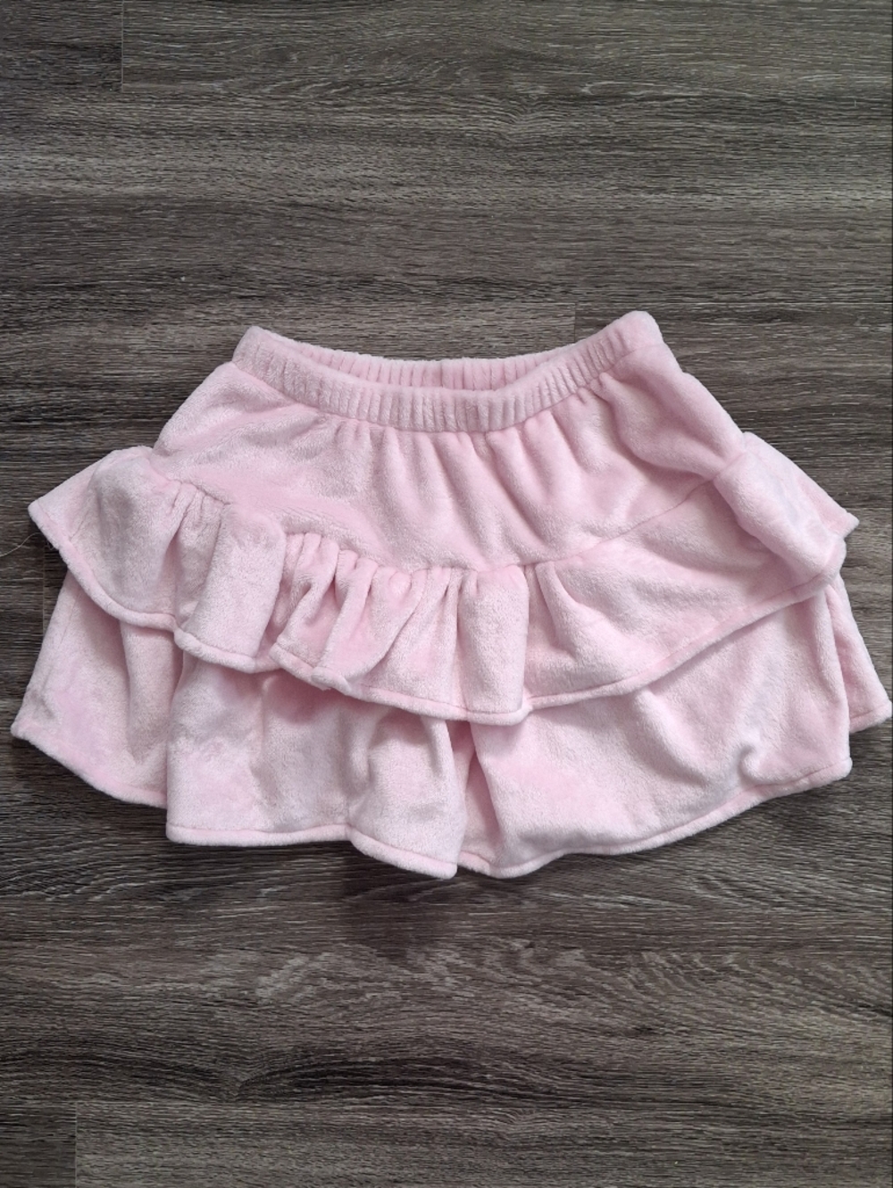Fleece Mini Pink Ruffle Skirt - Soft Elastic Waist Circle Fairy Skirt Smallish